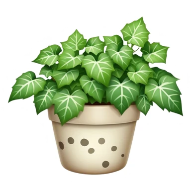 ivy plants with white spotted leaves in a pot sticker