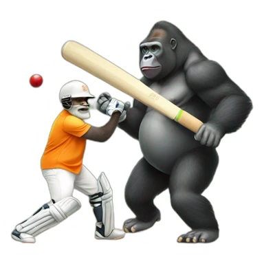 Gorilla Playing cricket with Modi sticker