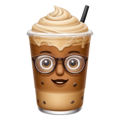 Milky Iced coffee with eyes and glasses sticker