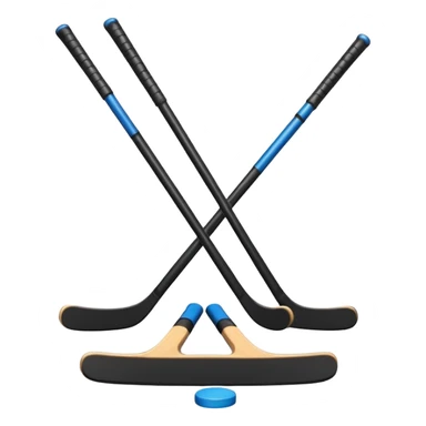 two hockey sticks crossing and a puck like the original apple hockey stick emoji sticker