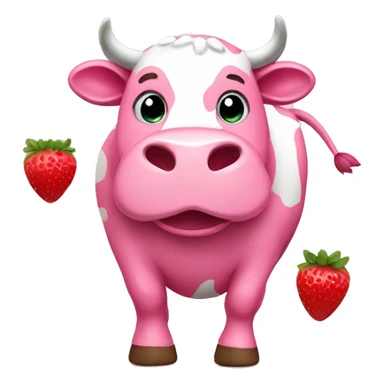 Pink cow with strawberries  sticker