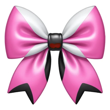 Metallic White bow with pink and black hearts  sticker