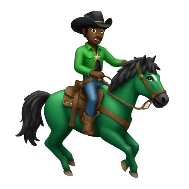 Black cowboy riding a green bronco  sticker