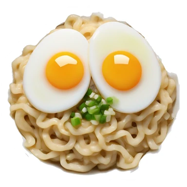 Ramen noodles with half soft boil egg, chopped green onions and sesame seeds sprinkled on top  sticker