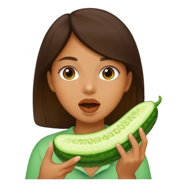 Girl with a tan cucumber in her mouth sticker
