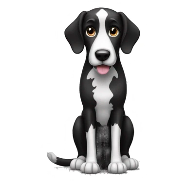 tall black and white doodle dog sticker