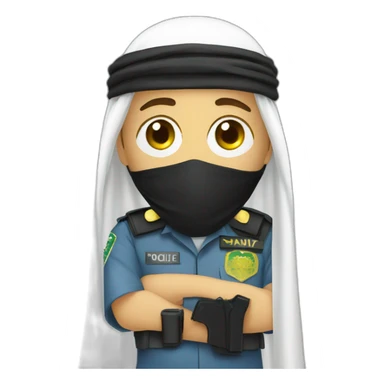 saudi police covering his face by shemagh sticker
