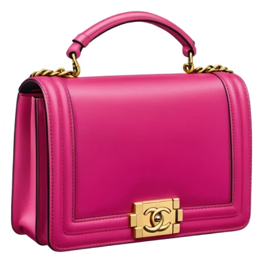 chanel le boy bright pink bag with gold hardware sticker