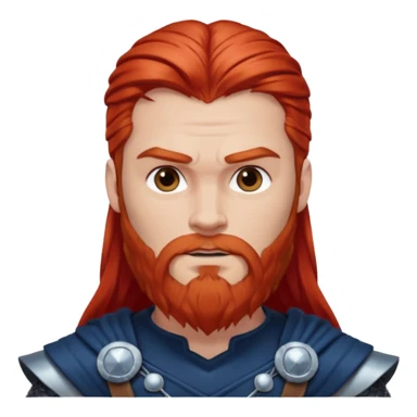 Thor, God of Thunder from Gods and Goddesses with long red hair and beard, silver and dark blue outfit sticker