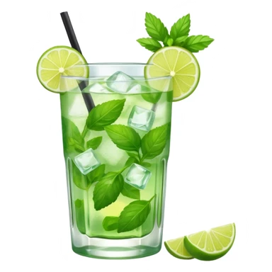 Make a mojito in she style of an emoji in a small glas  sticker