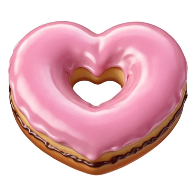 Realistic isolated heart shaped donut with pale pink frosting. sticker