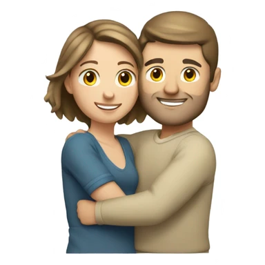 light brunette caucasian couple hugging  sticker