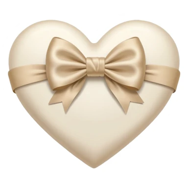 white heart with beige bow sticker