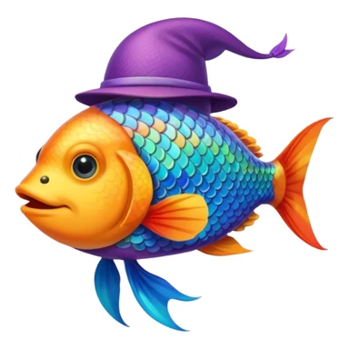 poisson avec chapeau sticker