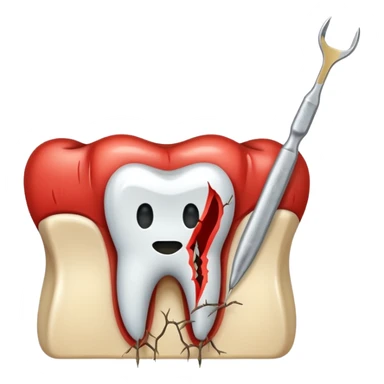 Tooth extracted holded by tweezer sticker