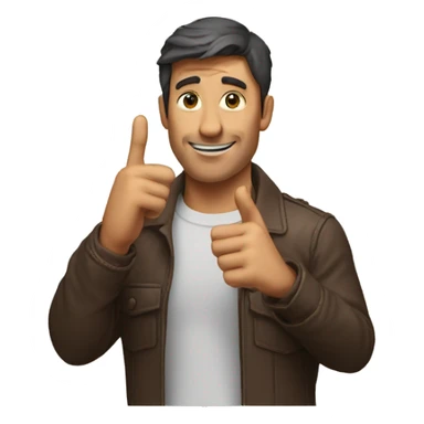 make this guy point his left hand index finger point to the right  sticker