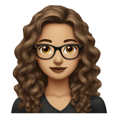 beautiful mid twenties young lady with long brown wavy hair and pretty brown eyes with black glasses and tattoos on her body  sticker