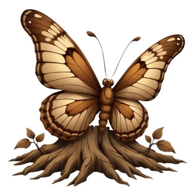 Dead butterfly emoji with broken wings weins with tree roots sticker