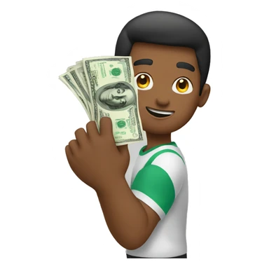 Money in boys hand sticker