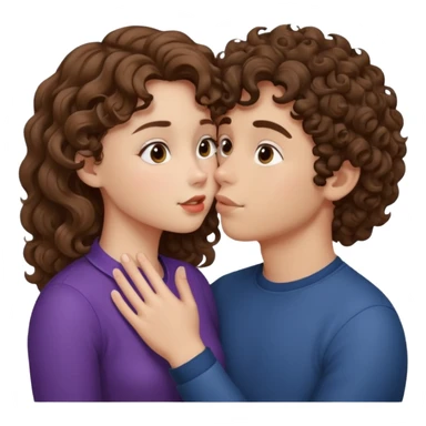 A girl with curly hair and a boy with wavy hair kiss sticker