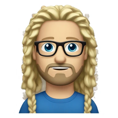 White man blonde dreadlocks blue eyes moustache glasses and goatee beard sticker