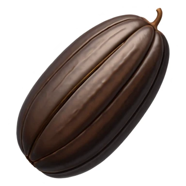 single or small cluster of Tonka beans with wrinkled, elongated almond-like shapes, deep brown to black color, textured slightly glossy surface with visible ridges and curved natural form, soft lighting, subtle shadows, emoji scale sticker