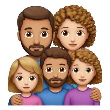 Brown dad with a short straight hair cut and stubble beard with his two daughters bone who is 5 and has blone brown curly hair and one who is smaller who has curly hair brown sticker
