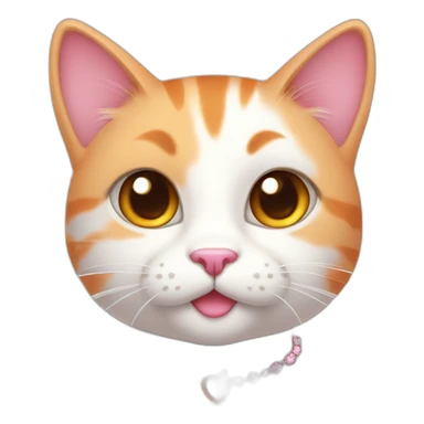 white orange cat cute with a small brown eyes and a paw pink necklace sticker