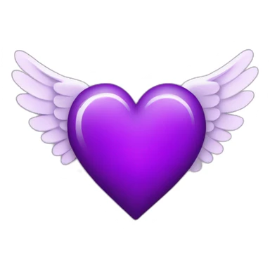 Purple heart with rings and wings  sticker