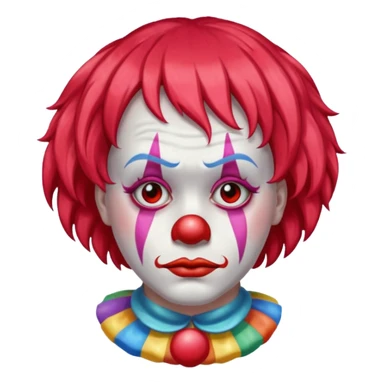 red glitter clown with the sad facial expression sticker