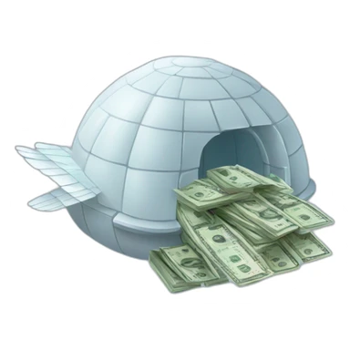 igloo flying money with wings sticker