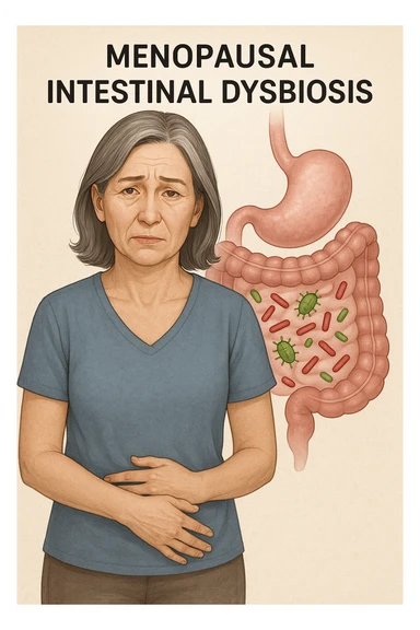donna in menopausa con la disbiosi intestinale sticker