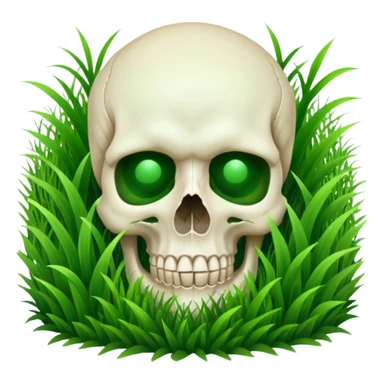 A person melting into the grass and skull head sticker