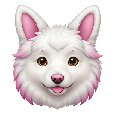 White fluffy dog with pink ears sticker