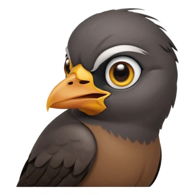 A sad common myna bird cute emoji sticker
