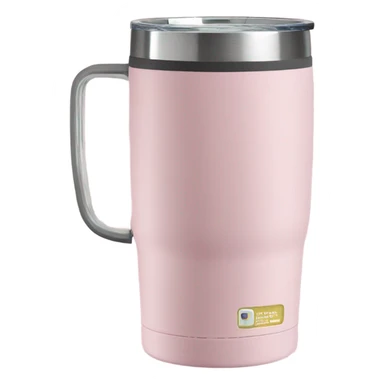 Light pink 40oz Stanley tumbler with handle sticker