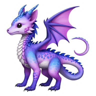  White with indigo-Violet-purple-pinkish-gradient markings beautiful handsome gorgeous aesthetic colorful vibrant Vernid-Trico-Dutch-Angel-Dragon-species-Fakemon-creature by LiLaiRa, 4 legs, 1 tail, random markings, (full body) sticker
