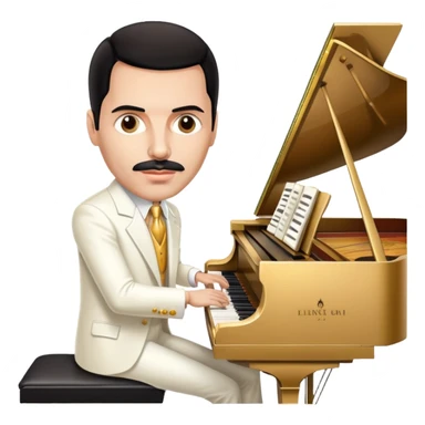 Freddie Mercury playing grand piano sticker