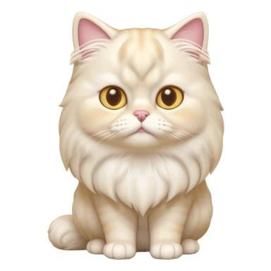 A 3D cartoon Persian cat with soft cream-white long fur, round face, golden eyes, gentle expression, cinematic Memoji-style lighting. full body sticker