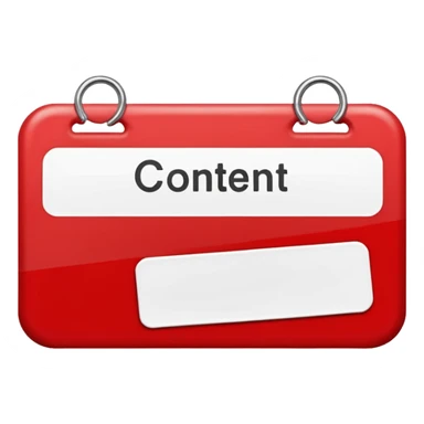 classic red and white name tag with the word 'content' on it sticker