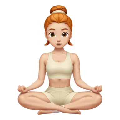Gen z Ginger girl gym sit ups middle part slick back bun cream outfit sticker
