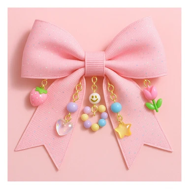 kpop bow with tiny charms and beads, cute and trendy sticker