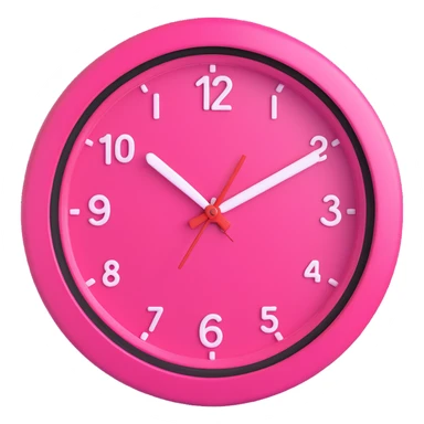 pink clock, glossy finish, bold outline sticker