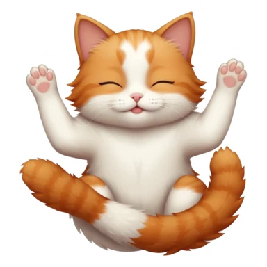 ginger and white small cat in funny positions upside down with eyes closed sticker