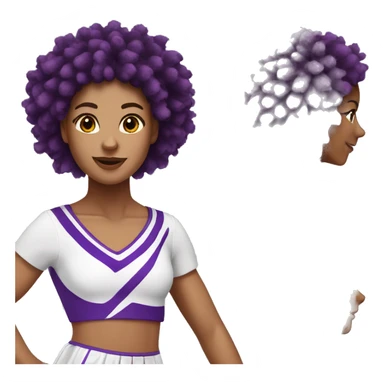 White cheerleader with long brown curly hair and purple Pom-poms sticker