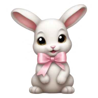 cute baby bunny with light pink ribbon sticker