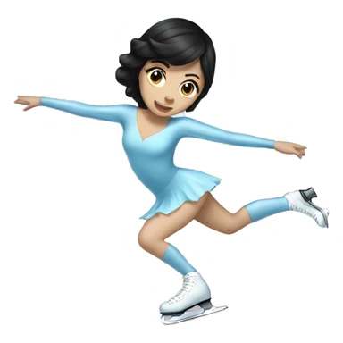 ice skater with black hair and pale skin skating trough the ice sticker