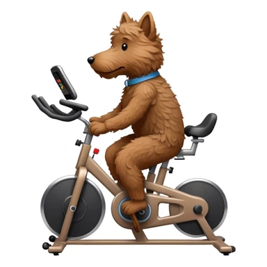 Brown doodle riding a spin bike sticker