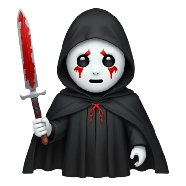 make a ghost face emoji with a cloak on and a bloody knife from the movie scream sticker