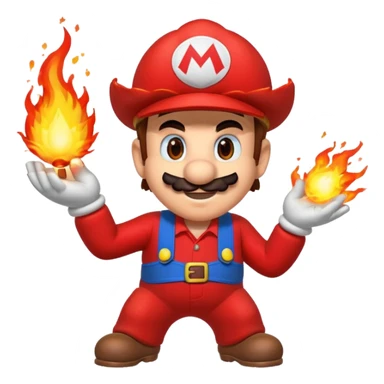 Fire flower power Mario throwing a fireball at the screen sticker